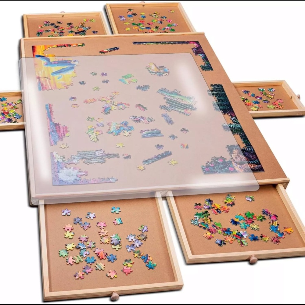 New in Box Puzzle Locker 1500 Piece Puzzle Board with 6 Drawers and Cover